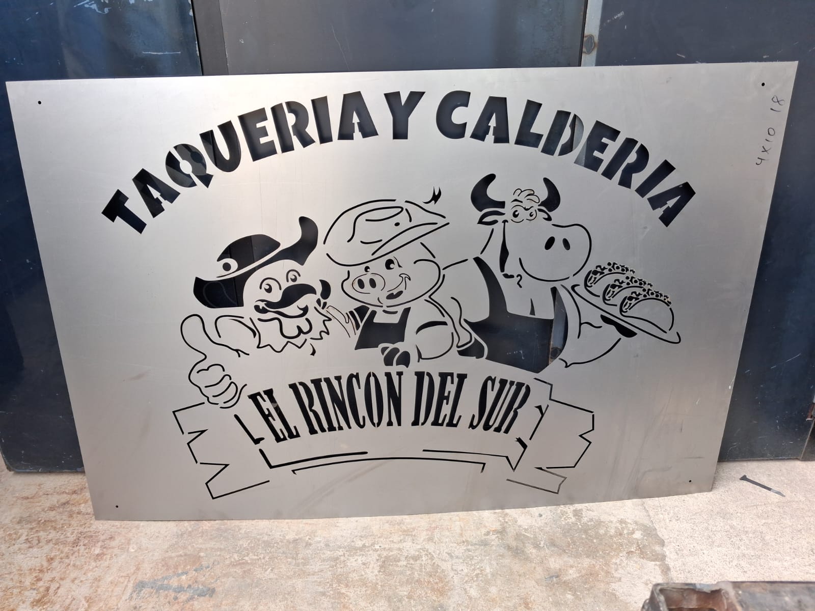 Letrero metálico personalizado Taqueria o negocio